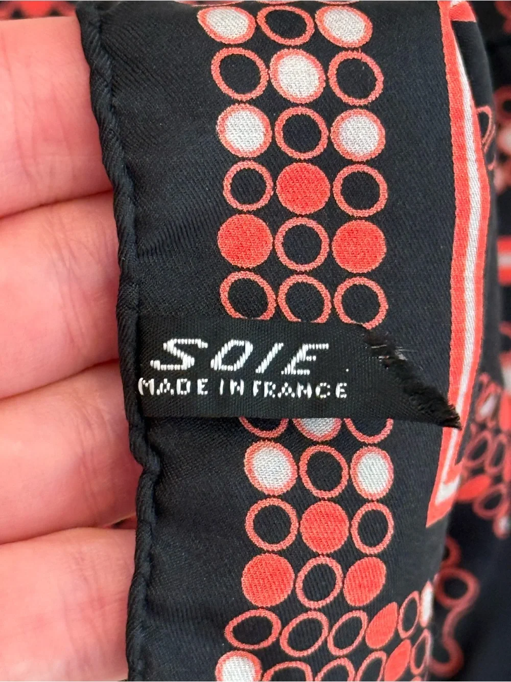 Christian Dior Vintage Red Black Polka Dot Silk Scarf 14x14 France
